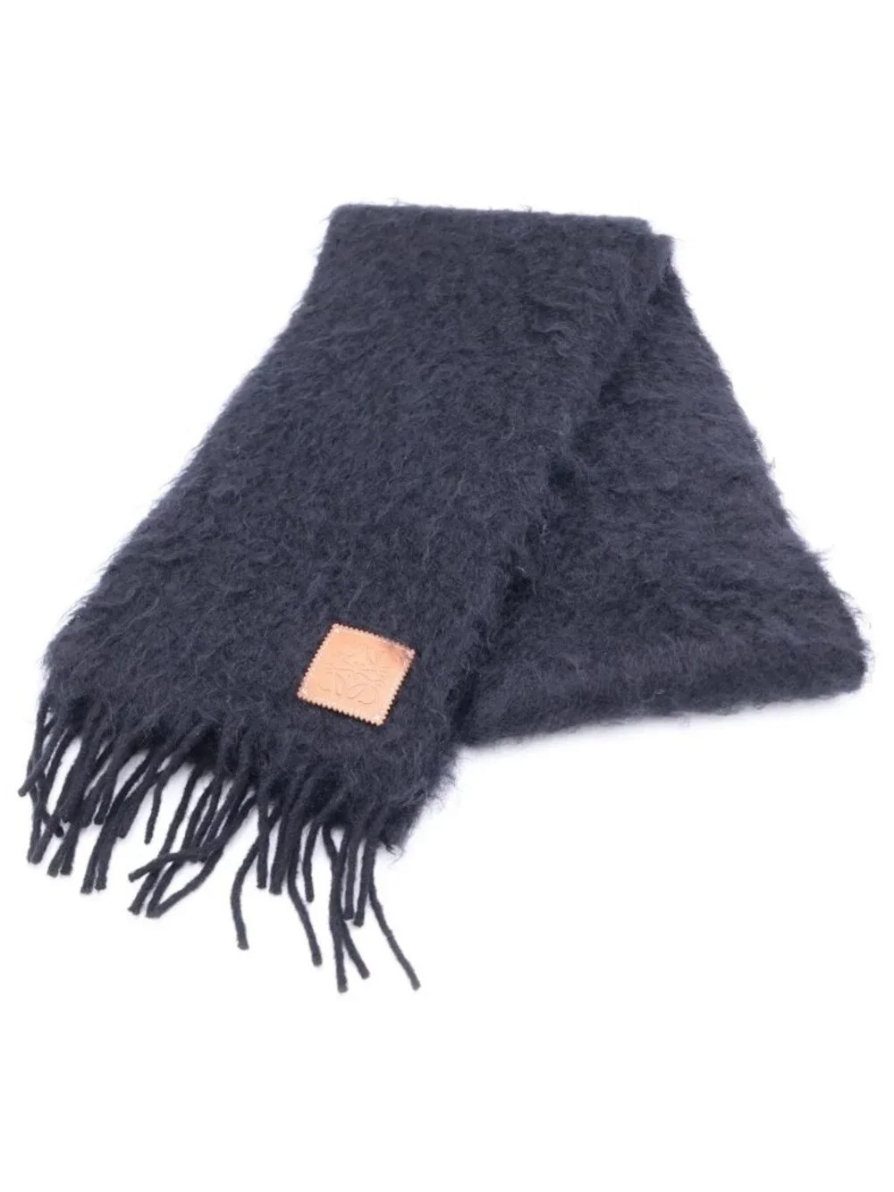 Loewe Anagram Fringe Scarf Wool Mohair Black